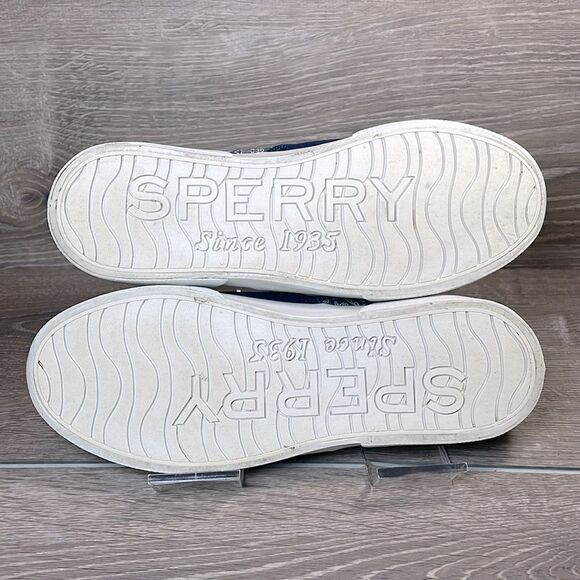 Sperry Top Sider Seacoast Women’s Sz 7M Blue Canvas Nautical Anchors Low Sneaker - Picture 8 of 10
